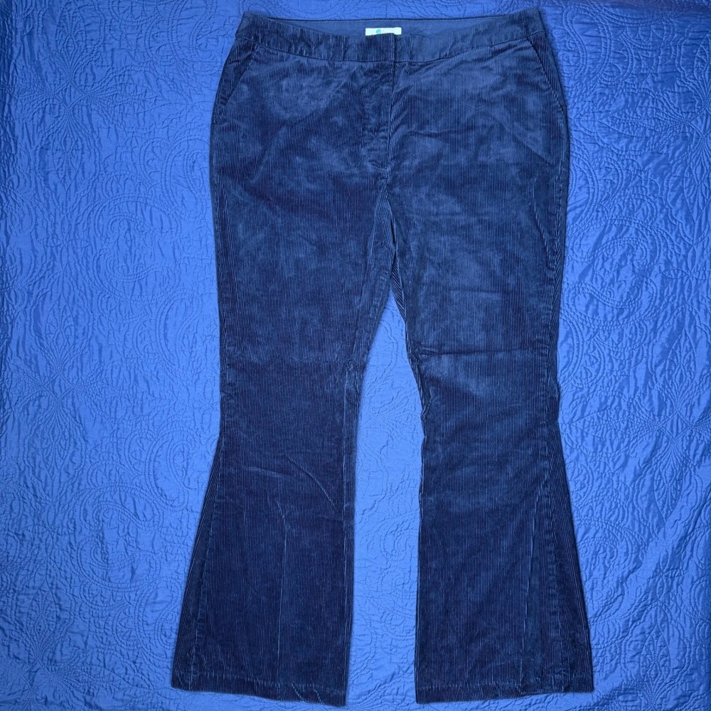 Boden Navy Blue Corduroy Flare Leg Pants Womens US 16R UK 20R T0234